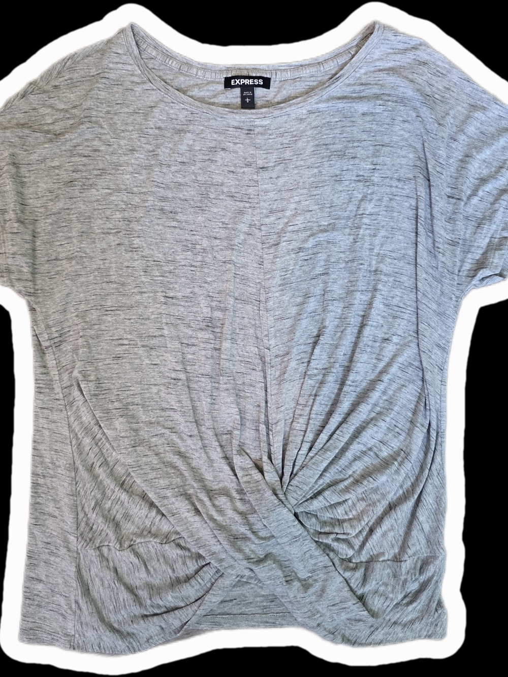 Express Light Gray Twist-Front Short Sleeve Tee